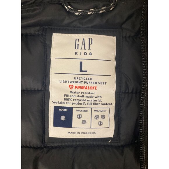 Gap Kids Large Black Lightweight Puffer Vest With Primaloft Upcycled Sustainable - Picture 9 of 10